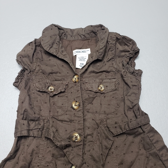 Cherokee baby girls brown summer dress size 12 months - Picture 2 of 5